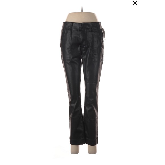 Kut from the Kloth Pants - Kut from the Kloth Reese Straight Leg Pants Womens 6P Black Coated Ankle NEW
